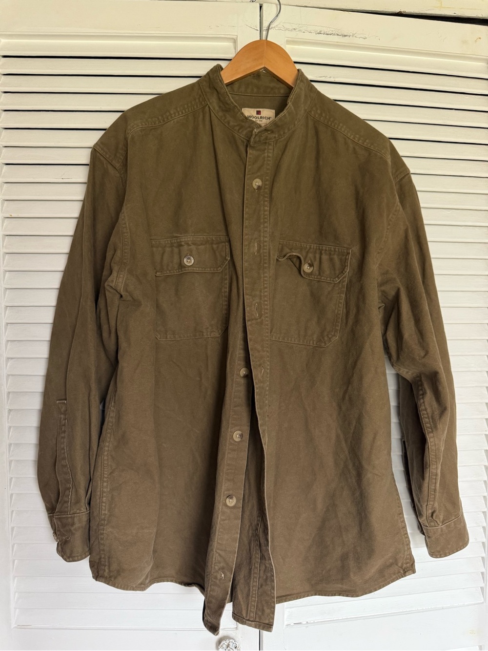 Woolrich Olive Green Lightweight Utility Shirt Jacket